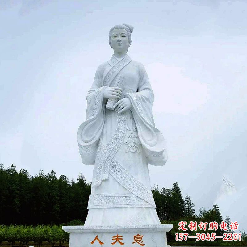 宁波桃花夫人息妫汉白玉雕塑-景区园林历史名人古代著名美女雕像