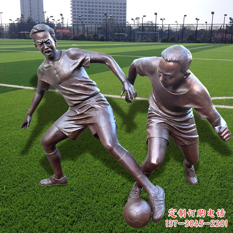 宁波踢足球仿铜人物雕塑