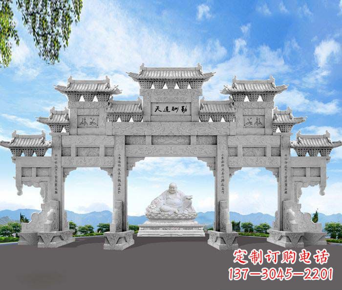 宁波天道酬勤三门牌坊石雕