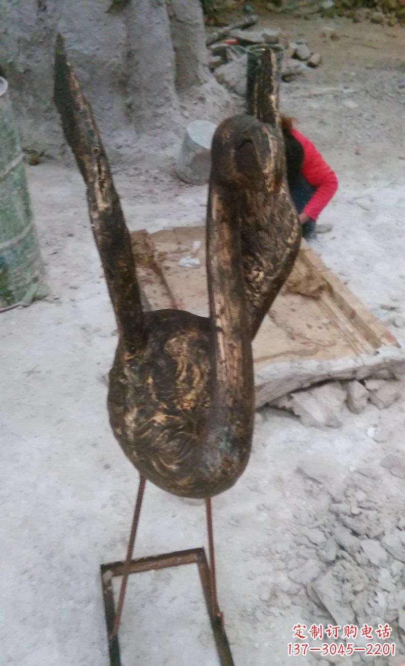 宁波天鹅动物铜雕 (2)