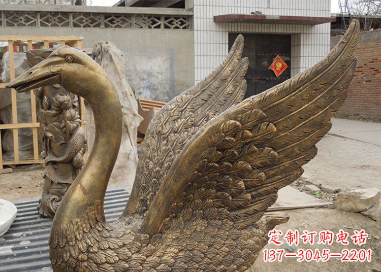 宁波天鹅黄铜动物铜雕