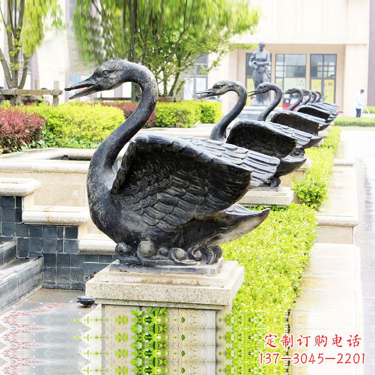 宁波天鹅铜雕喷水喷泉-纯铜铸造公园水渠水景动物雕塑