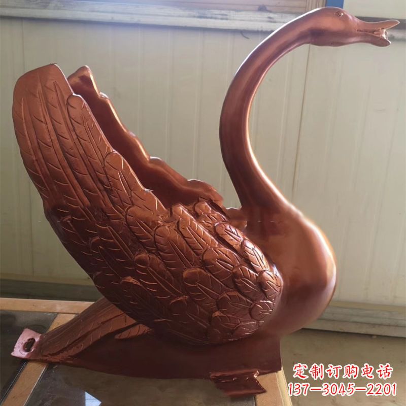 宁波天鹅铜雕塑,喷泉吐水天鹅装饰摆件