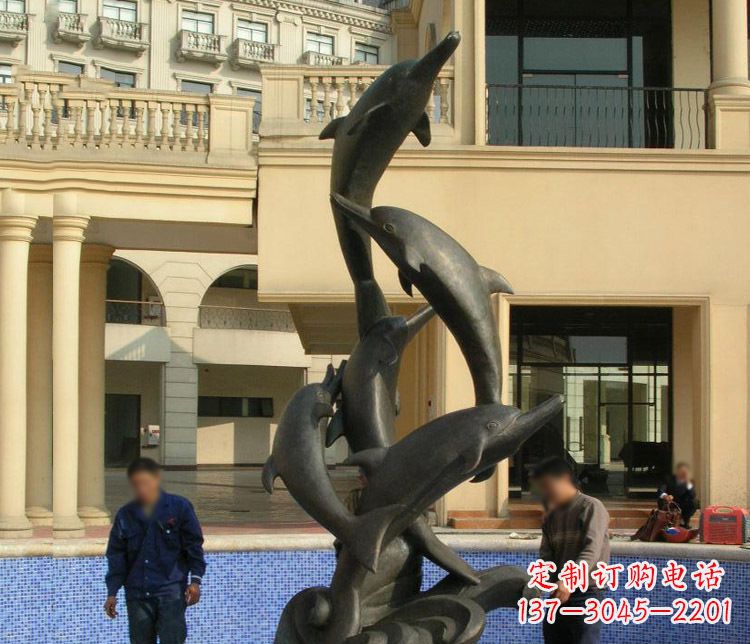宁波跳跃海豚景观铜雕