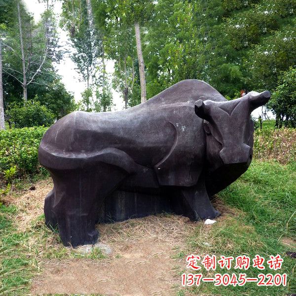 宁波铜雕抽象牛-公园草坪水牛雕塑