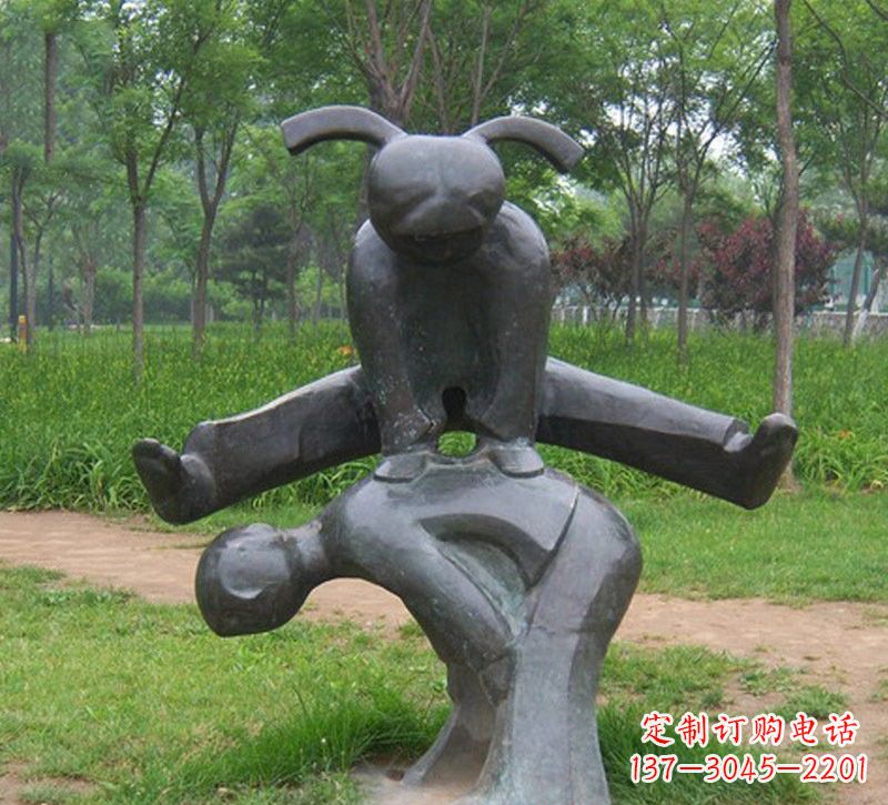 宁波铜雕抽象跳山羊儿童