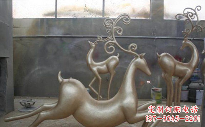 宁波铜雕抽象树枝梅花鹿雕塑