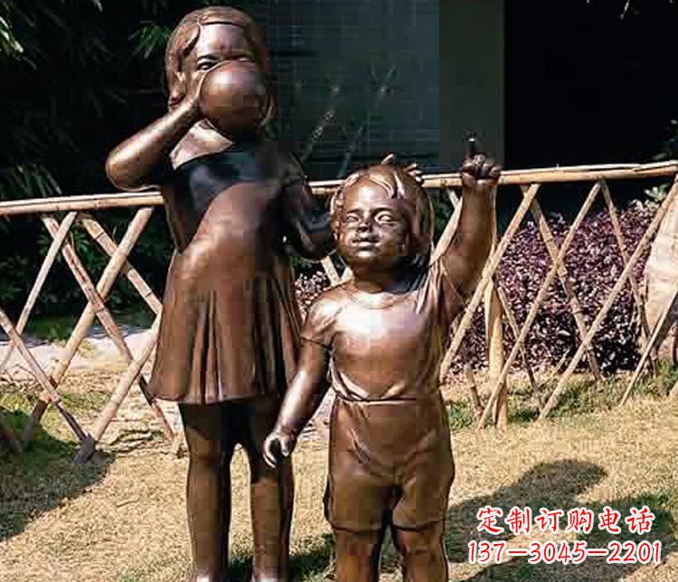 宁波铜雕吹气球儿童