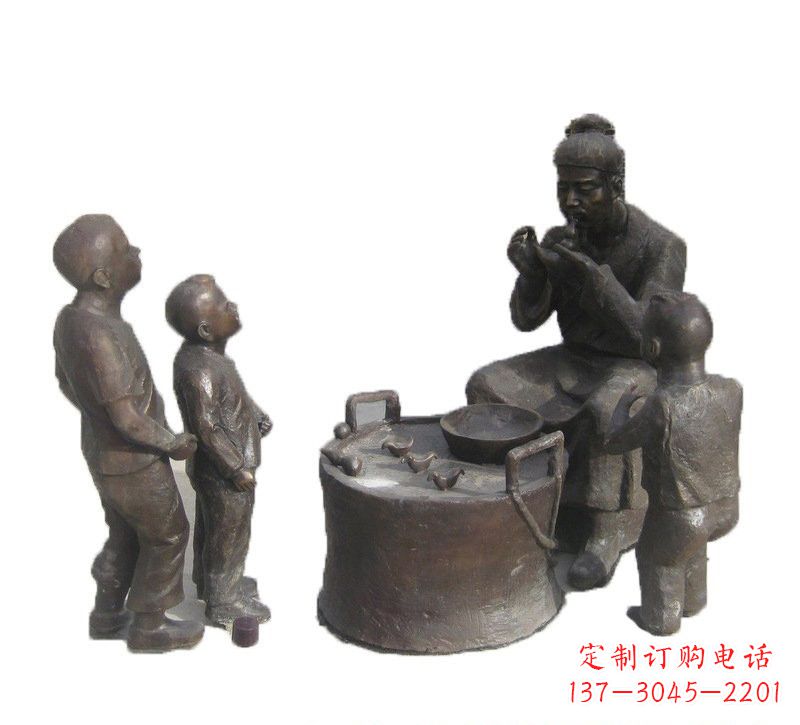 宁波铜雕吹糖人的古代人物