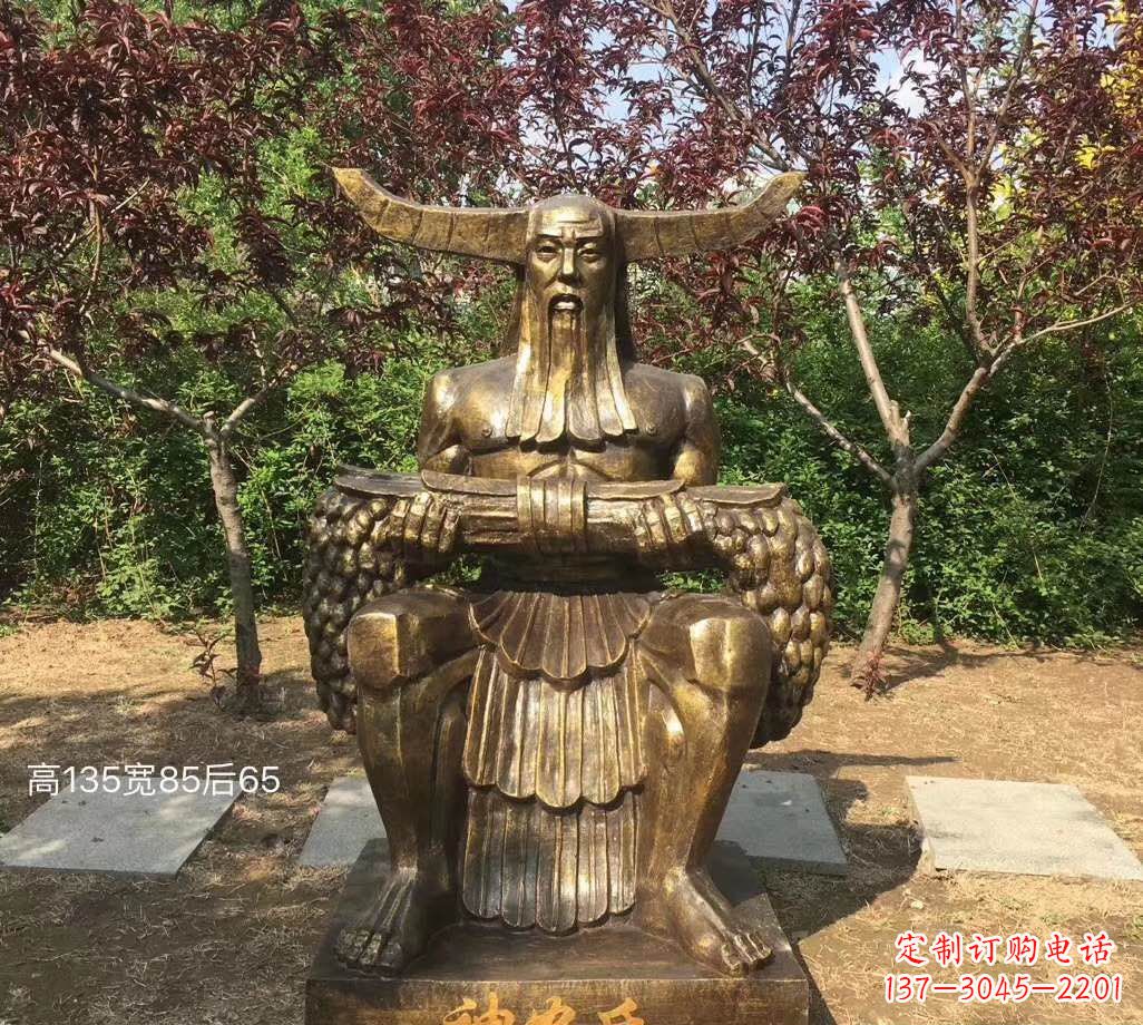 宁波铜雕古代神农氏人物雕塑