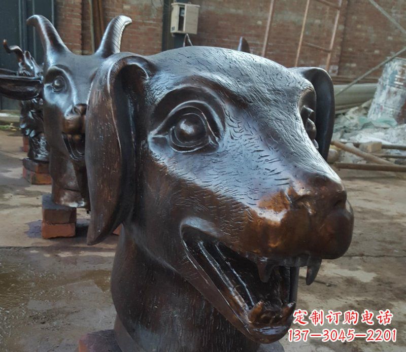宁波铜雕广场生肖动物头像装饰摆件