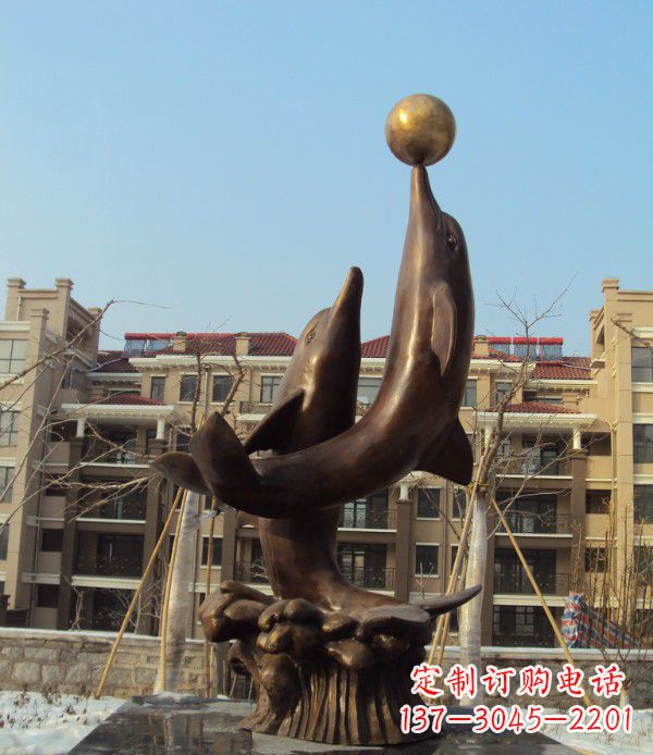 宁波铜雕海豚雕塑 (2)
