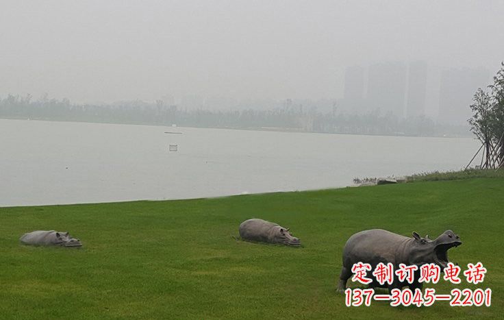 宁波铜雕河马公园动物雕塑