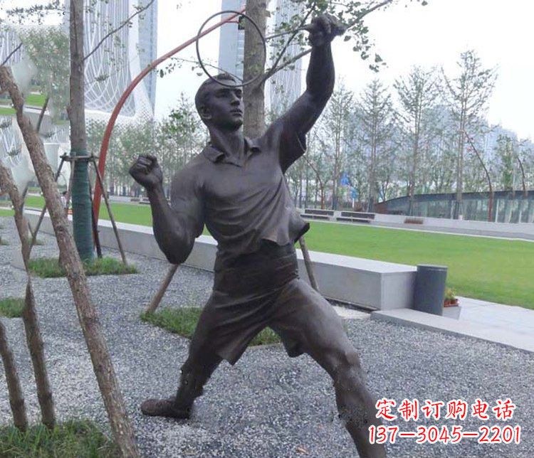 宁波铜雕户外公园打羽毛球运动人物摆件