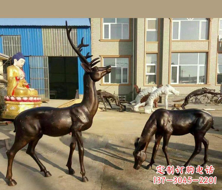 宁波铜雕户外公园动物雕塑鹿摆件 (2)