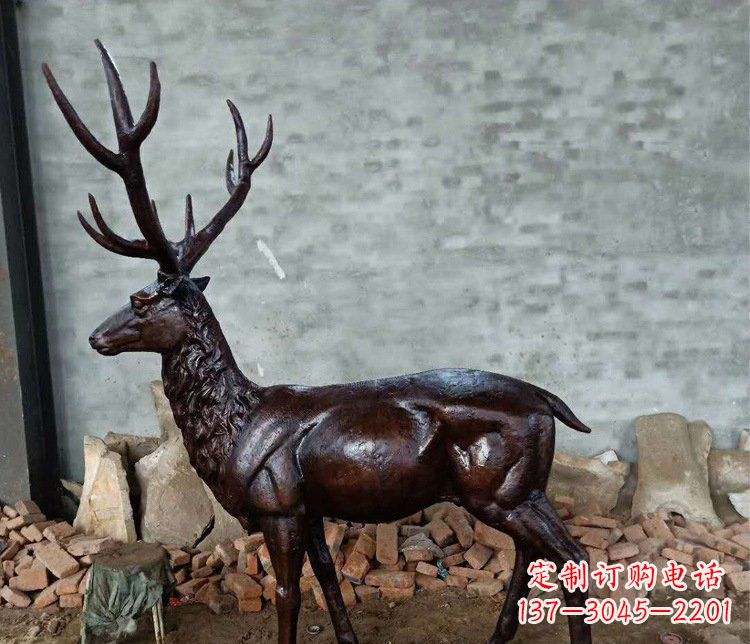 宁波铜雕户外公园动物雕塑鹿摆件