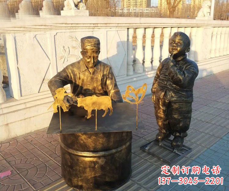 宁波铜雕画糖人的人物