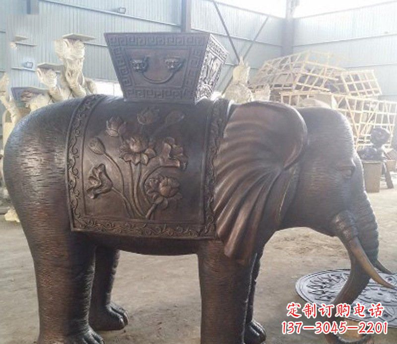 宁波铜雕吉祥大象园林动物摆件