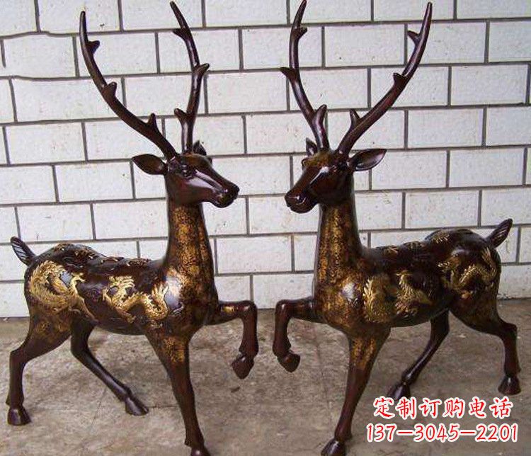 宁波铜雕吉祥复古梅花鹿雕塑摆件