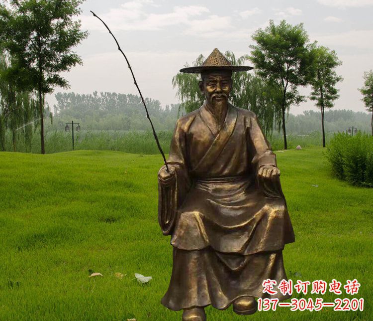 宁波铜雕姜太公钓鱼