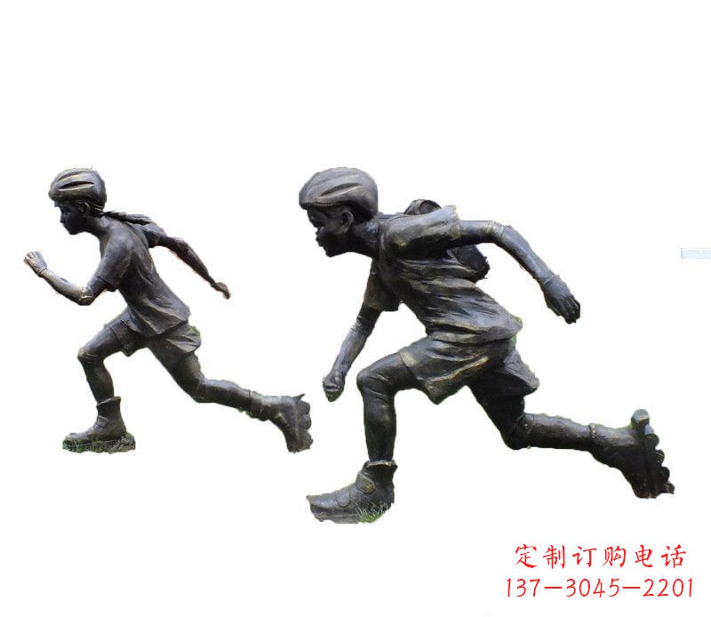 宁波铜雕民俗溜冰儿童摆件