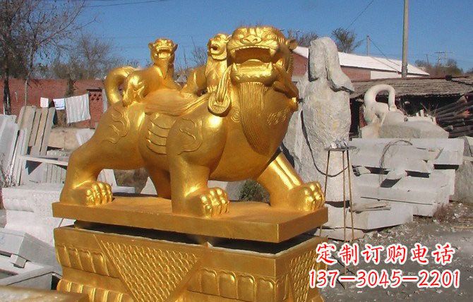宁波铜雕母子貔貅