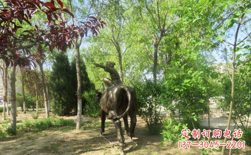 宁波铜雕牧童骑牛雕塑