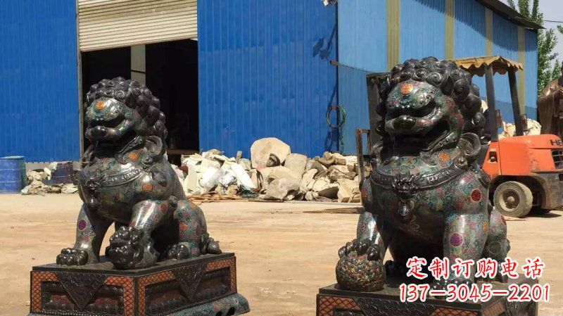 宁波铜雕企业招财狮子雕塑摆件