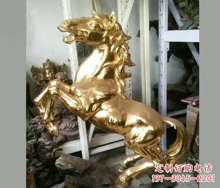 宁波铜雕商场招财动物马雕塑 (2)