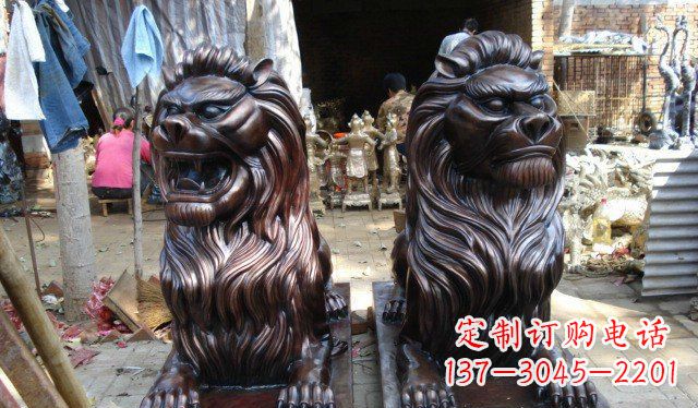 宁波铜雕狮子公司门口雕塑 (2)