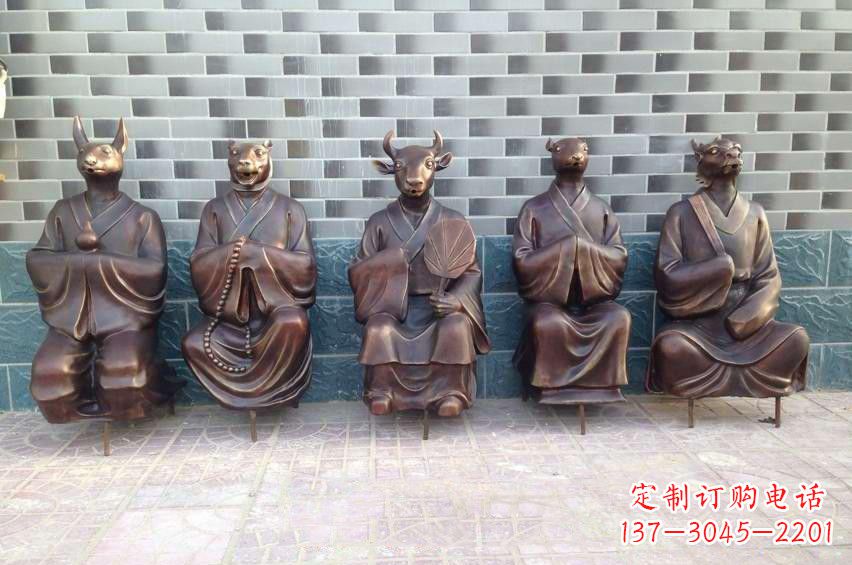 宁波铜雕兽首人身十二生肖雕塑