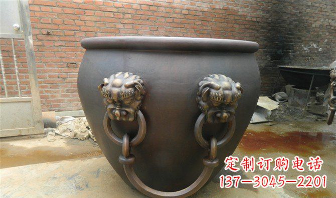 宁波铜雕水缸寺庙景观雕塑_2