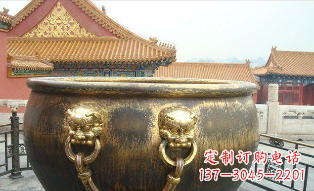 宁波铜雕水缸寺庙景观雕塑 (2)