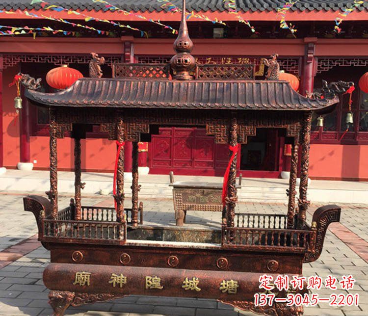 宁波铜雕寺庙佛光普照香炉雕塑摆件