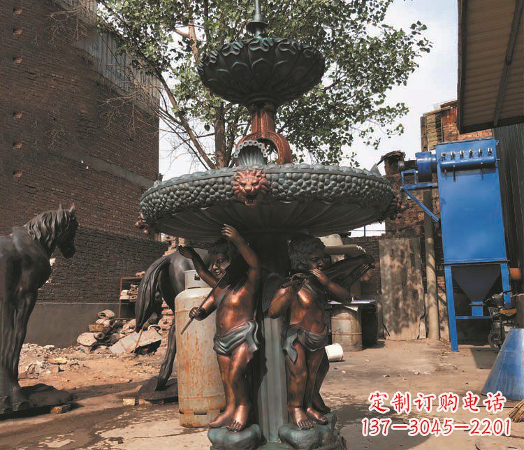 宁波铜雕西方人物喷泉景观雕塑