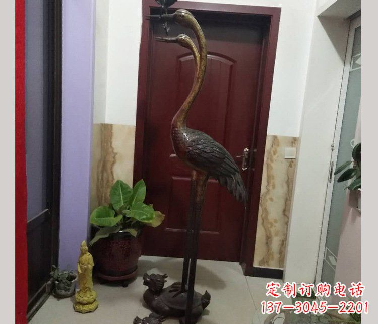 宁波铜雕仙鹤踩龟雕塑摆件 (2)