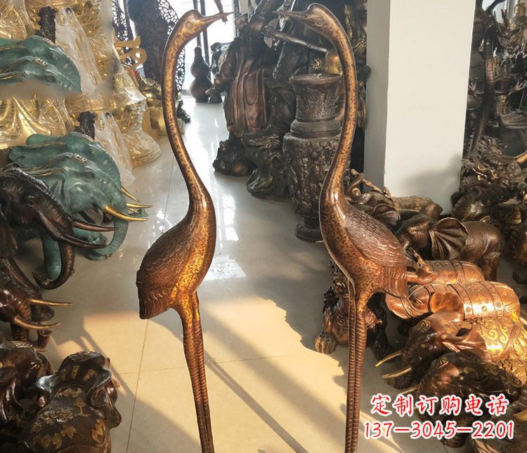 宁波铜雕仙鹤踩龟雕塑摆件