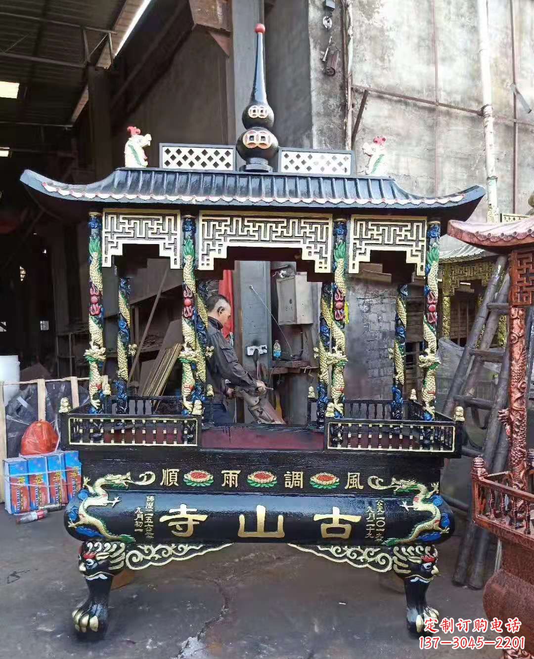 宁波铜雕香炉寺庙景观雕塑
