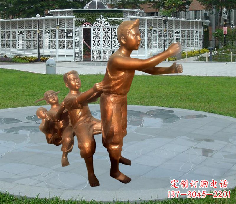 宁波铜雕小区玩游戏儿童