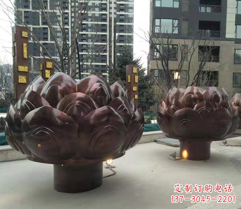 宁波铜雕小区景观荷花