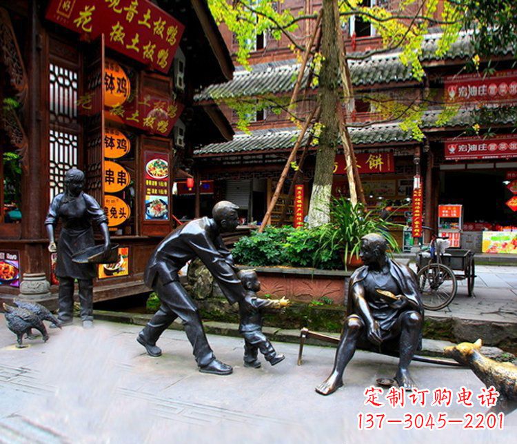 宁波铜雕学走路儿童街道人物雕塑