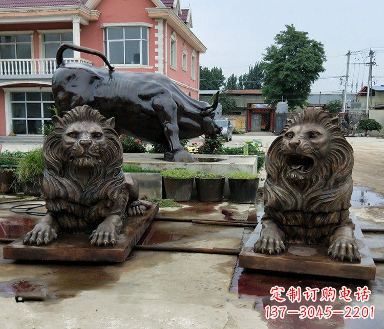 宁波铜雕银行门口狮子雕塑摆件