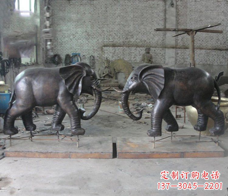 宁波铜雕园林动物大象雕塑 (2)