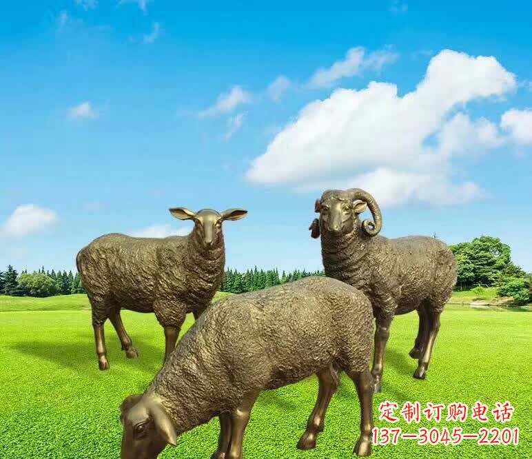 宁波铜雕园林绵羊雕塑