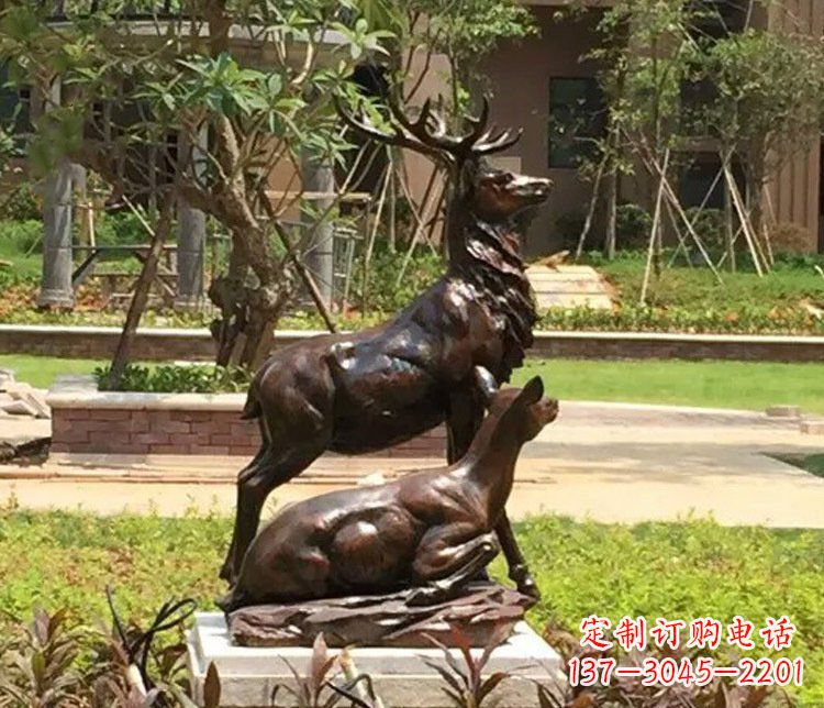 宁波铜雕园林梅花鹿雕塑摆件