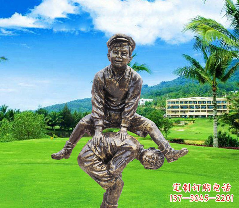 宁波铜雕园林玩游戏儿童雕塑