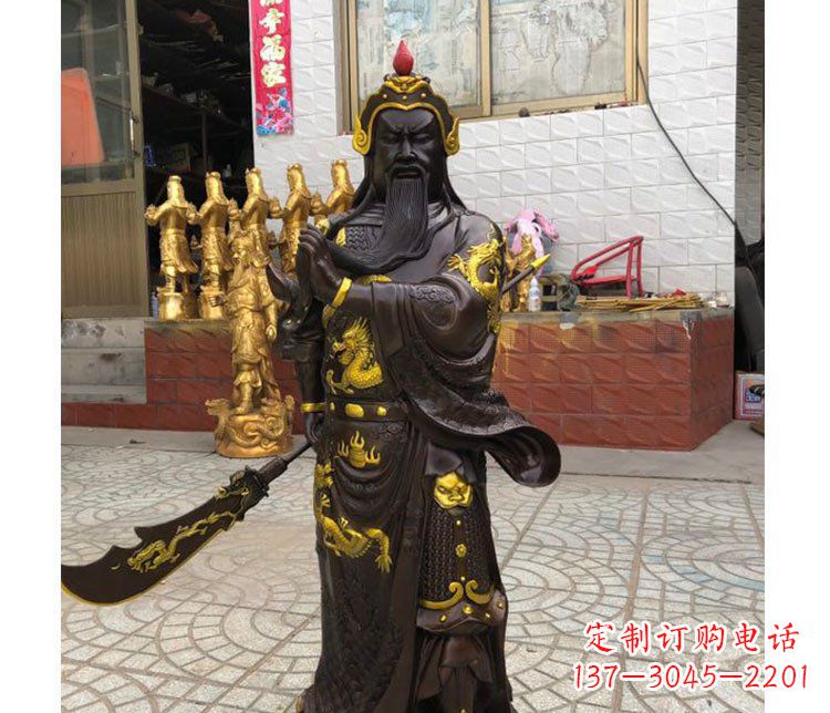 宁波铜雕镇宅关公寺庙神像雕塑摆件 (2)
