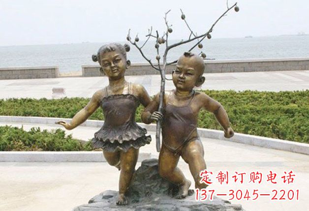宁波玩耍的儿童铜雕