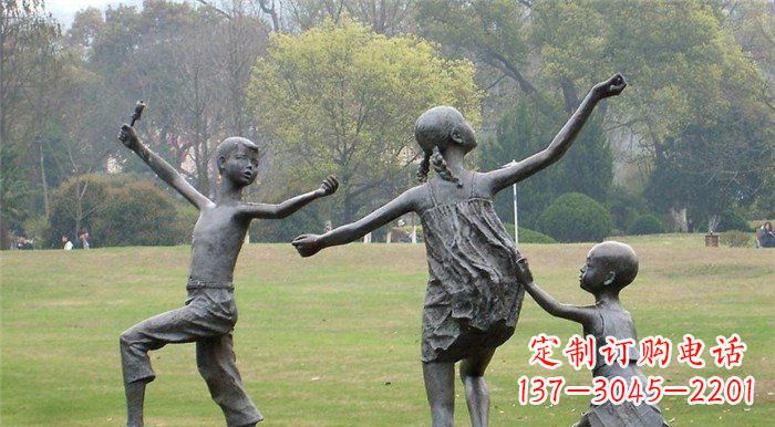 宁波玩耍的儿童公园人物铜雕