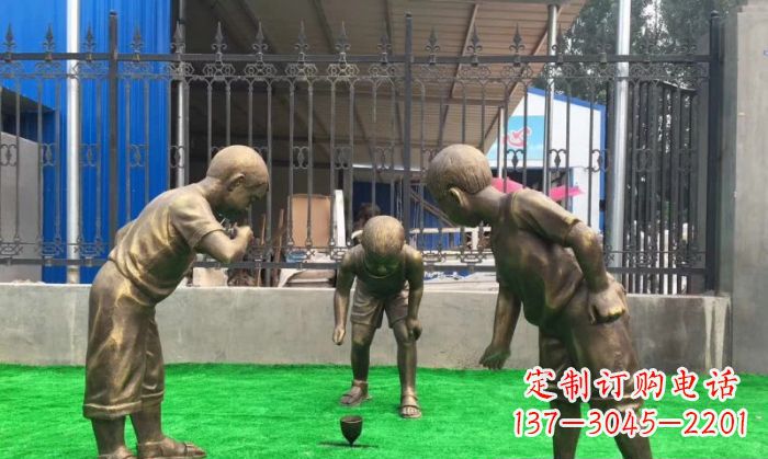 宁波玩陀螺儿童铜雕